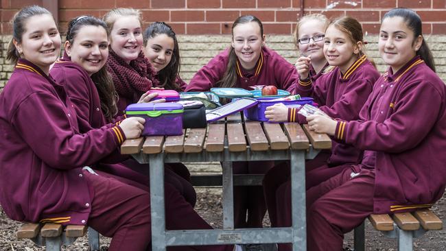 Grade six students enjoying lunch at Mill Park Heights Primary. Picture: Sarah Matray