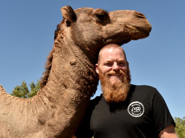 Dan Robson with Mocca at Maridan's Menagerie at Oak Valley. Picture: Evan Morgan