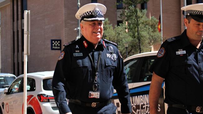 NT Police Deputy Commissioner Murray Smalpage outside the Alice Springs Local Court during an inquest into the death of Kumanjayi Walker last year.