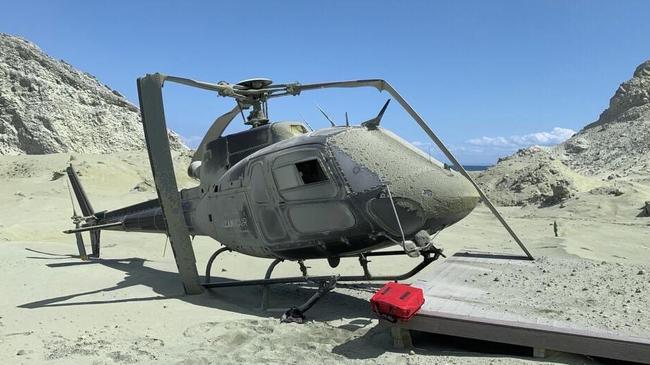 An AS350 helicopter from “Volcanic Air" was being destroyed by the volcano.