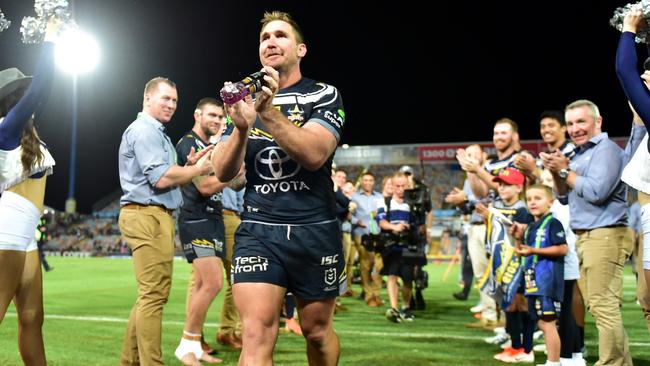 Scott Bolton signed off in style for the Cowboys. Picture: Alix Sweeney