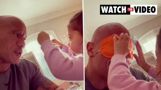 Dwayne Johnson The Rock Brushing His Daughter's Hair