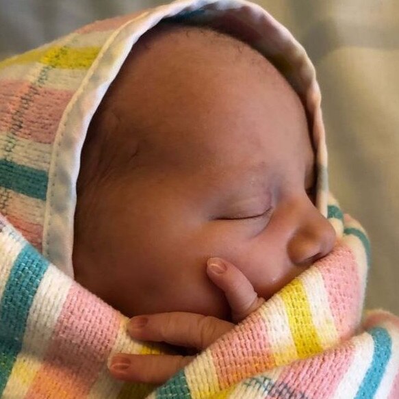 The couple welcomed the arrival of baby girl Harper May. Picture: Nine Now