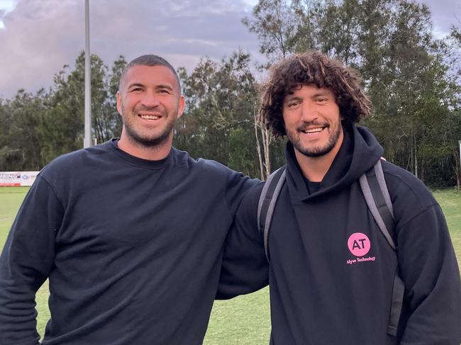 Joel Thompson and Kevin Proctor are on the cusp of delivering Currumbin Eagles a historic 2024 Rugby League Gold Coast premiership. Picture: Mitch Bourke.