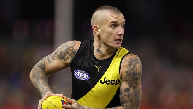 Martin ruins with the ball in a match between Richmond and the GWS Giants at Marvel Stadium in 2021. Picture: Michael Klein