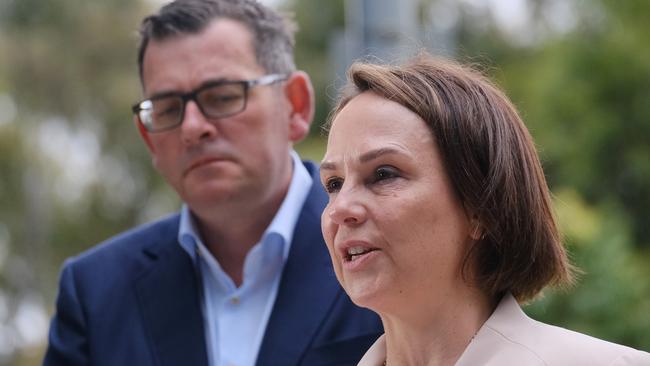 Daniel Andrews says Jaala Pulford has long been a ‘devoted advocate’ for working people. Picture: Luis Ascui