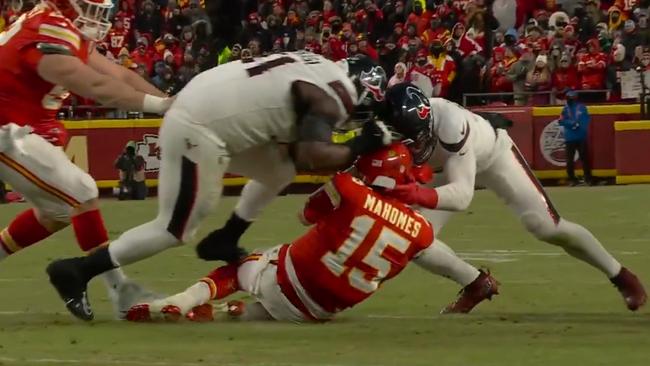 This was ruled a penalty on the Houston defender. Photo: X.