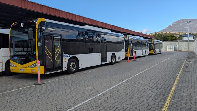 Hydrogen buses at Metro's Moonah headquarters