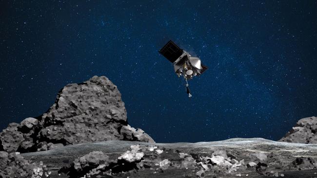 An artist's rendering of the Osiris-Rex spacecraft descending towards asteroid Bennu. Picture: AFP