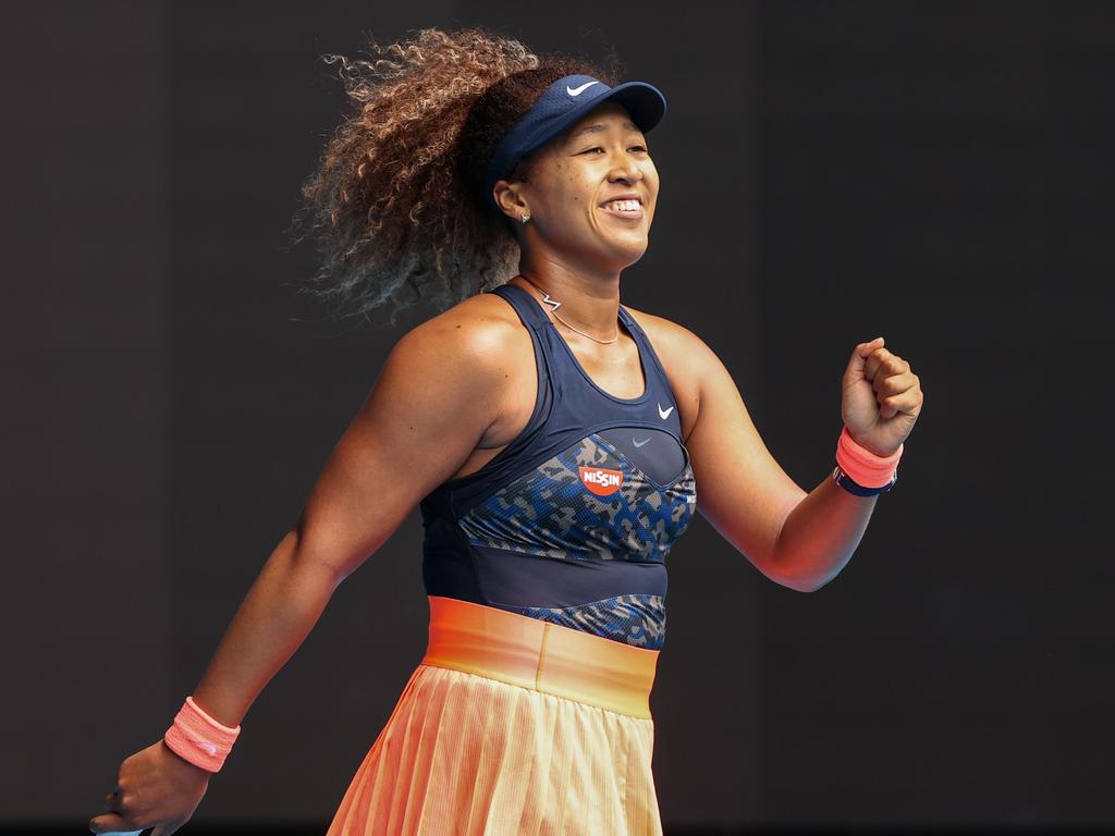 Japan's Naomi Osaka celebrates her victory.