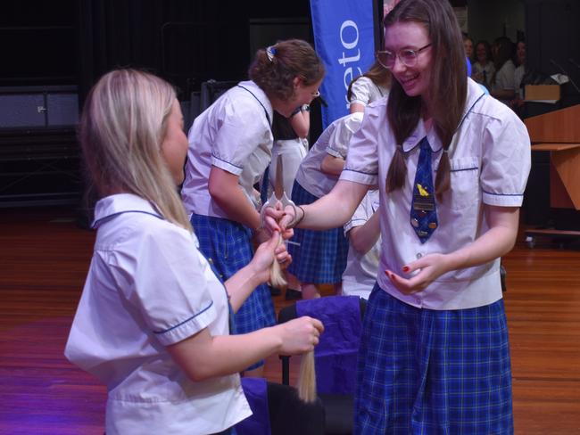 Year 12 students at Loreto College 'Rocked the Chop' for the Cancer Council's Ponytail Project.