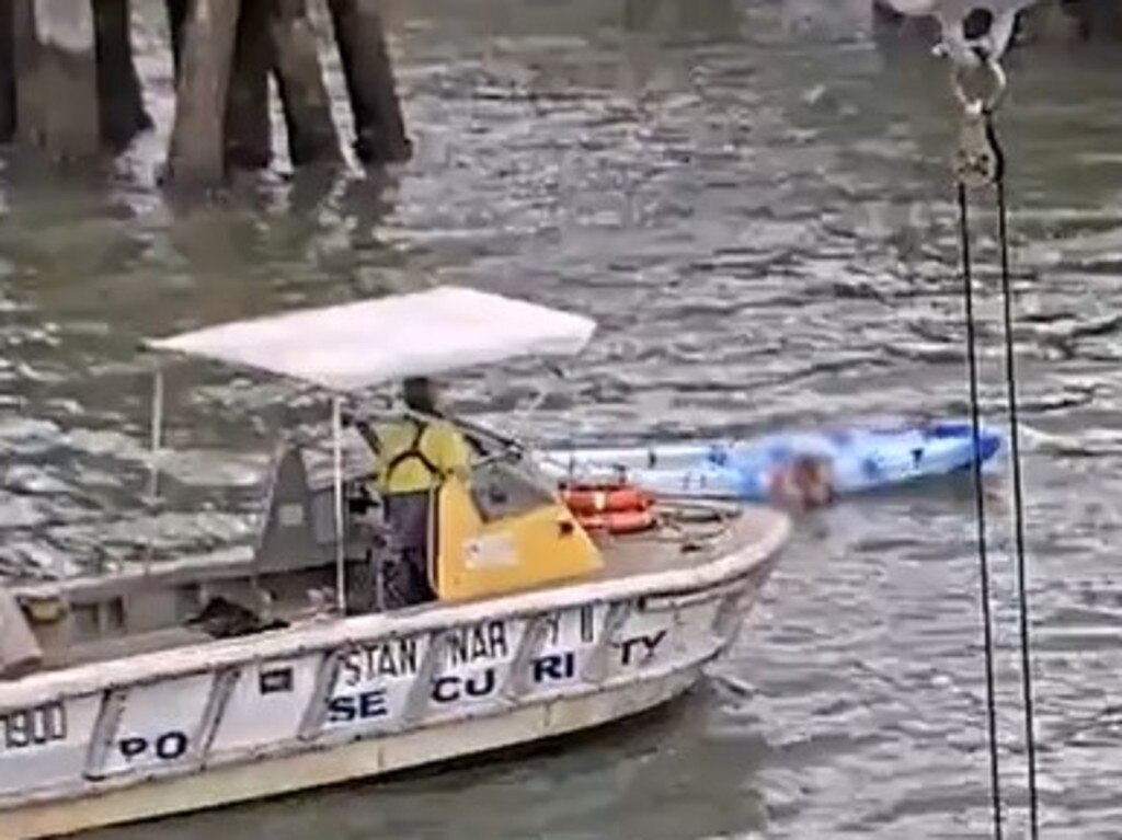 A Cairns Port vessel went to the man’s aid after he struggled to get back in his kayak. Picture: 7 News