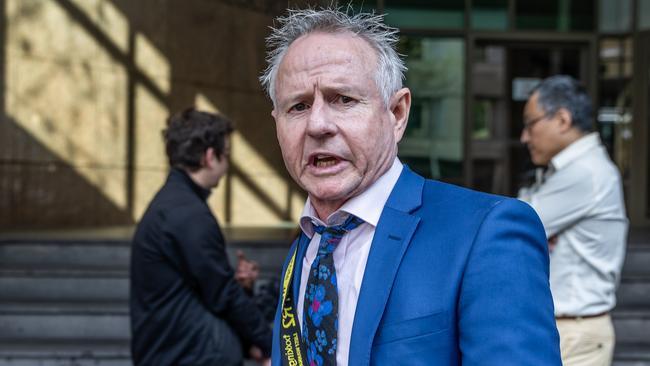 Disgraced lawyer Patrick Lennon outside Melbourne Magistrates’ Court. Picture: Jake Nowakowski