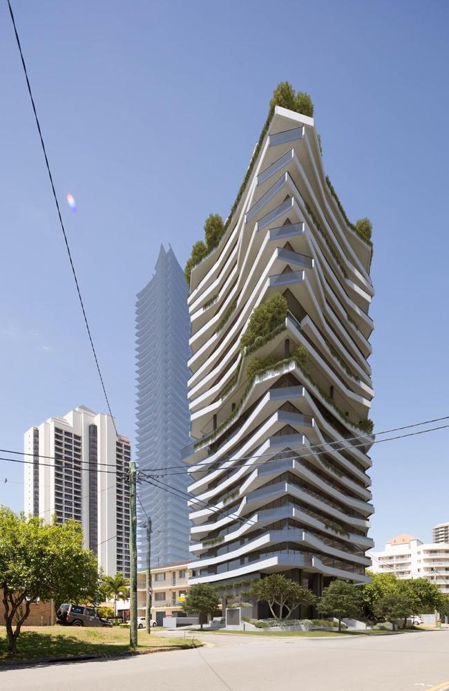 The 20-storey tower was designed in a collaboration between Sculpt Studios and Mermaid Beach firm BDA. Picture: Liam Hardy