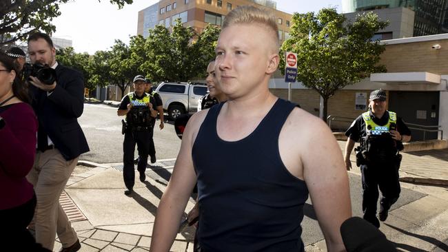 Alexander Zaslavsky on bail is seen leaving the Adelaide Magistrates court. Picture: Newswire