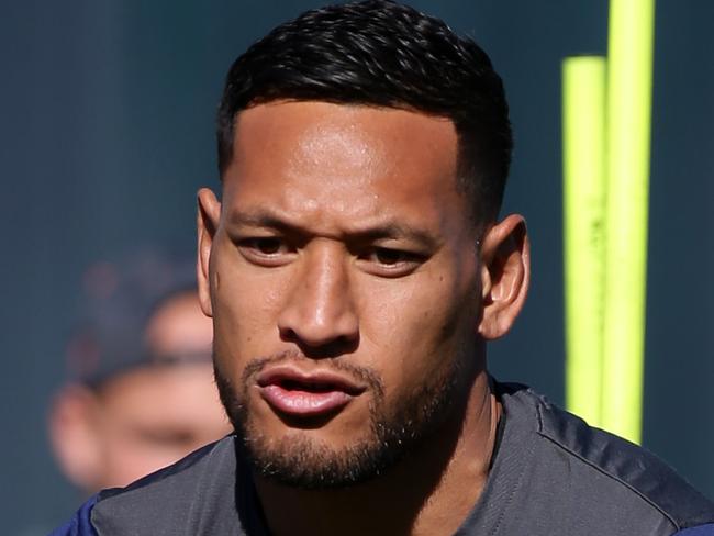 Israel Folau during Wallabies rugby training at Sydney Olympic Park. Picture: Jonathan Ng