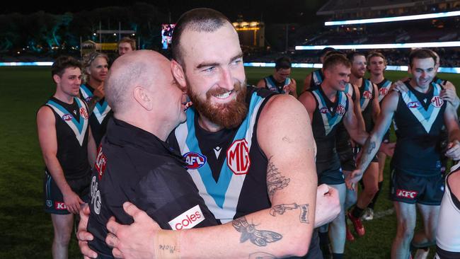 Ken Hinkley says Charlie Dixon could return next week. Picture: Sarah Reed/AFL Photos via Getty Images