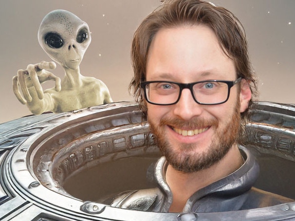 Tom Bowden with an alien