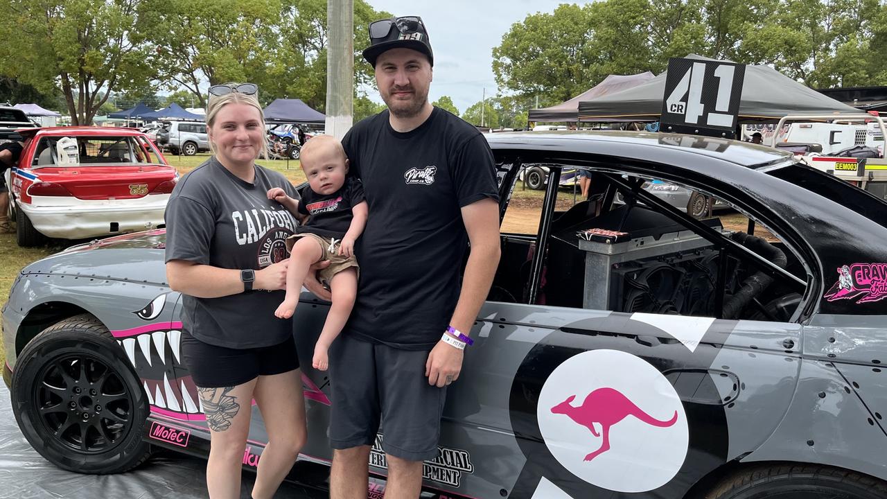 It's a family affair! Katie and Kyle Rolands, with their bub, Ipswich.