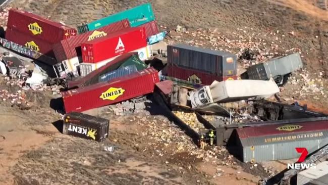 Two SA train drivers were killed in horror truck collision on Barrier Highway, Bindarrah. Picture: 7NEWS