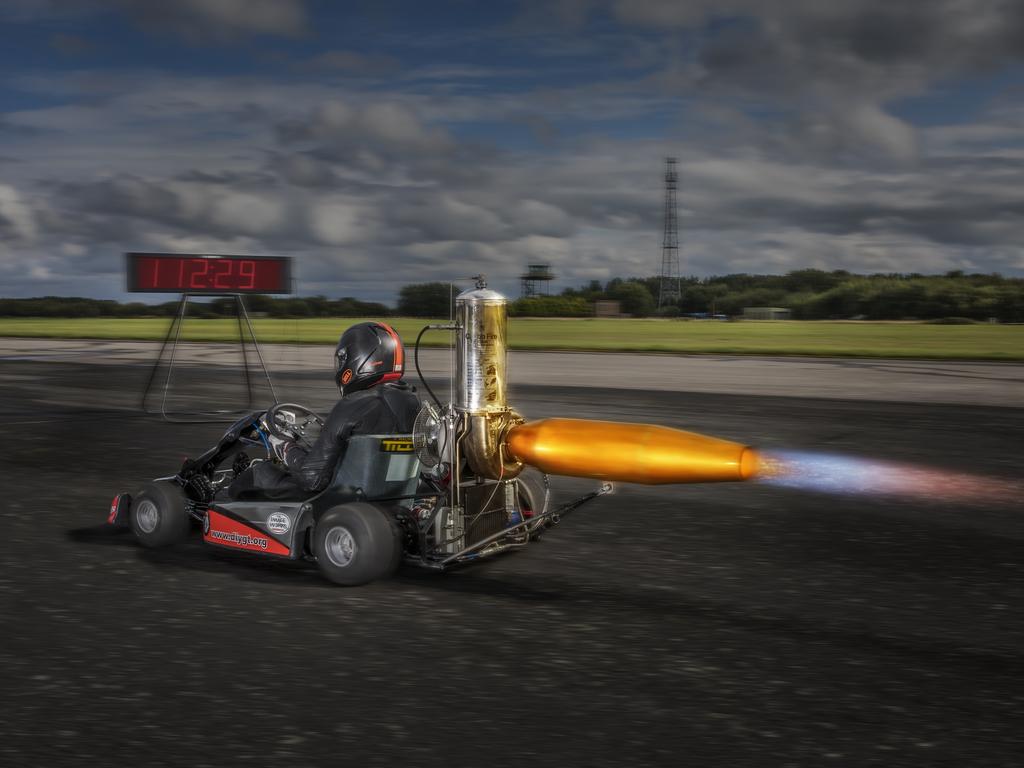 Tom Bagnall - Fastest jet powered go kart. Picture: Richard Bradbury/Guinness World Records