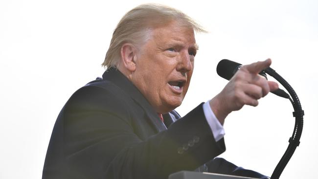 Donald Trump holds a rally at Manchester-Boston Regional Airport in Londonderry, New Hampshire on Monday. Picture: AFP