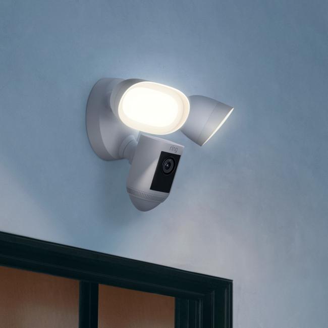 The Ring Floodlight Cam Wired Pro features 3D Motion Detection and a 110 decibel siren.