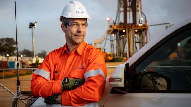 Beach Energy regional manager Jon Conti at the Haselgrove-4 conventional gas well. Picture: Don Brice