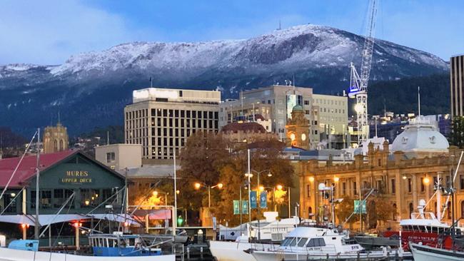 Snow on the top of kunanyi/Mt Wellington last month. Picture: KATY MORGAN