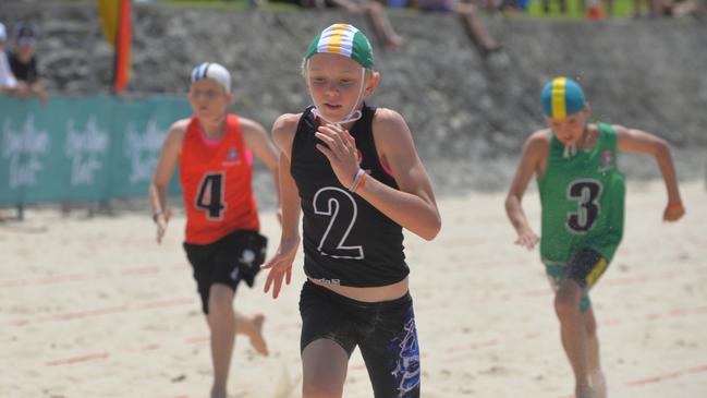 Action from the Queensland Youth Surf Life Saving Championships on February 17.