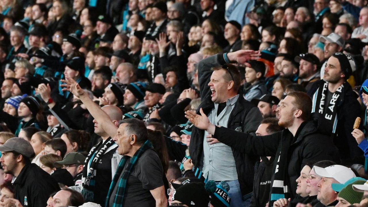 SEPTEMBER 13, 2024: Fans during the Port v Hawthorn semi final at Adelaide Oval. Picture: Brenton Edwards