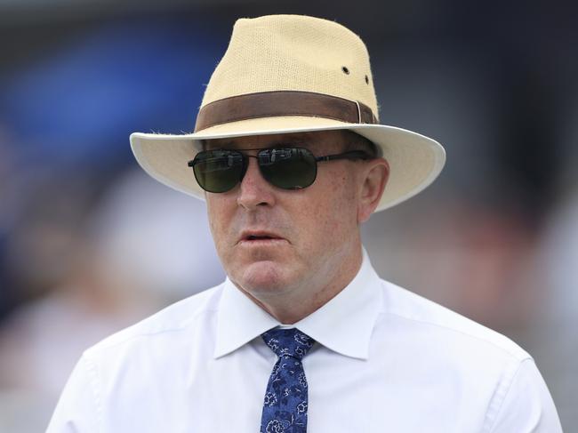 SYDNEY, AUSTRALIA - DECEMBER 18: John O'Shea looks on after winning race 6 the UNSW Handicap with Fashchanel during Sydney Racing at Royal Randwick Racecourse on December 18, 2021 in Sydney, Australia. (Photo by Mark Evans/Getty Images)