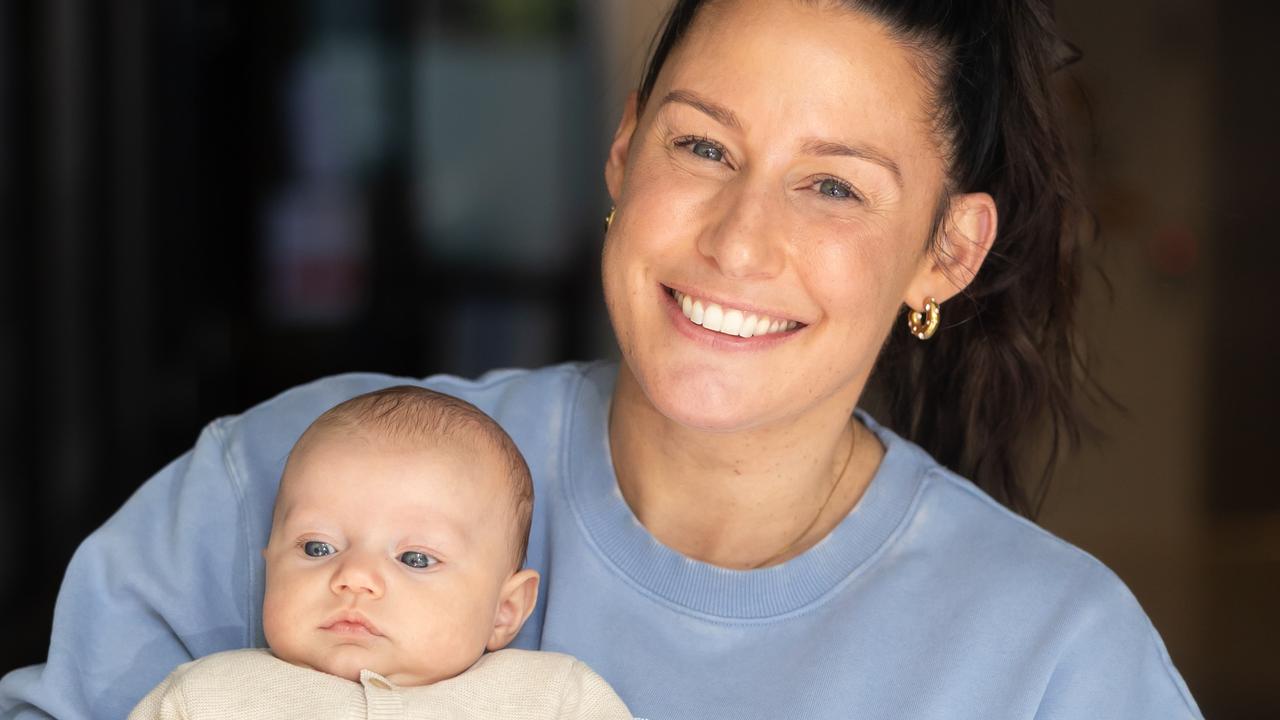 GEELONG, VIC - MAY 2ND, 2024 - Madi Browne and baby Judd for GT Mother’s Day feature. Madi is one of Australia’s most successful netballers. *Not to be used before GT’s first use on Saturday 11th May. Photo : Ginger + Mint