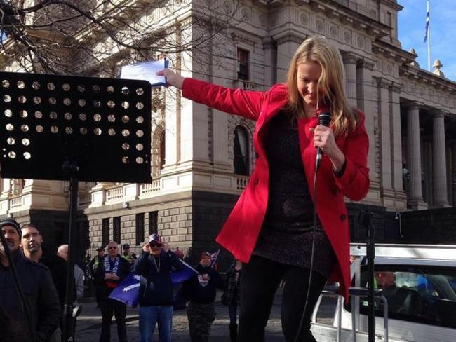 Reclaim Australia open their rally by thanking the traditional owners of the land.