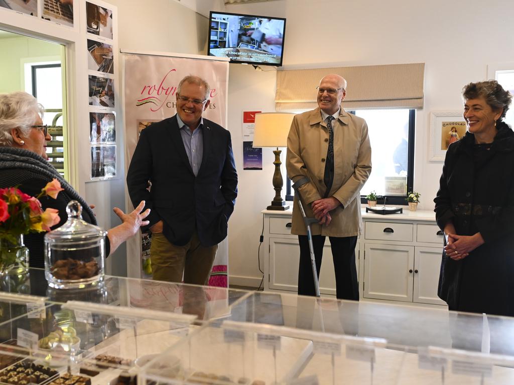 The PM visits a local chocolatier in Canberra. Picture: AAP Image/Lukas Coch.