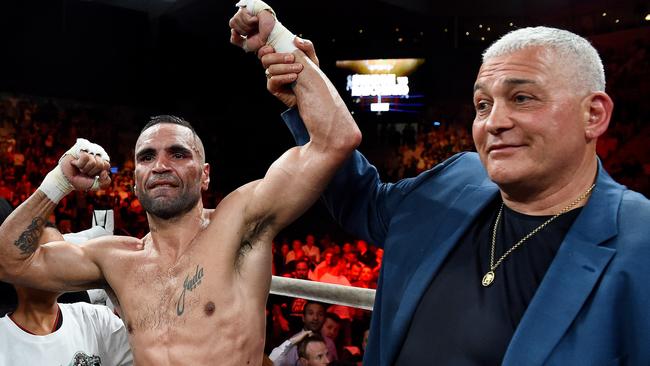 Anthony Mundine with Mick Gatto at Hisense Arena. Picture: Jake Nowakowski