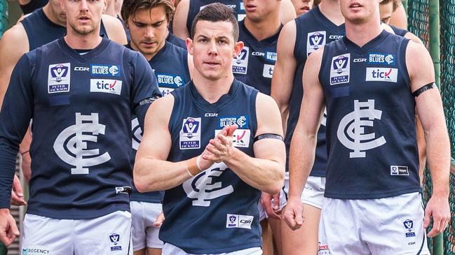 Tom Wilson leads Northern Blues out. Picture: Tim Murdoch