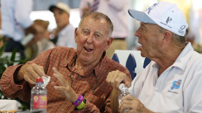 10/1/2018: John Singleton, with Gerry Harvey ,  at the Magic Millions horse sales, on the Gold Coast, QLD. Today is the first day of  sales for the annual  event. Lyndon Mechielsen/The Australian