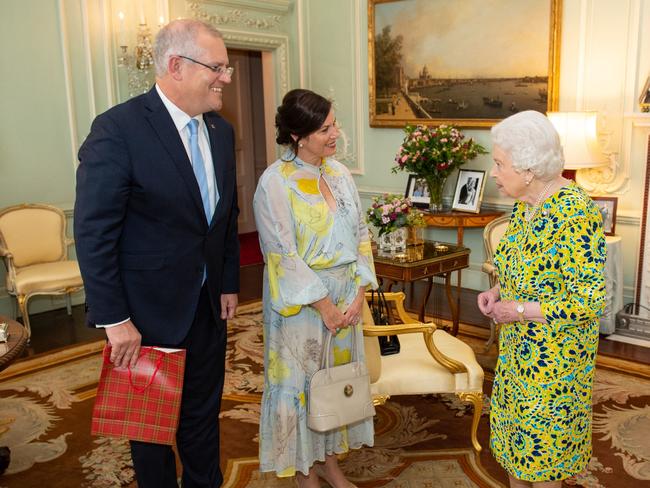 Scott Morrison, pictured here in 2019, will meet with Queen Elizabeth at Windsor Castle. Picture: Dominic Lipinski / AFP