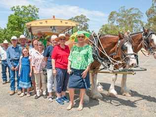 Councillor Puddy Chandler with Injune residents. Picture: Mandy McKeesick