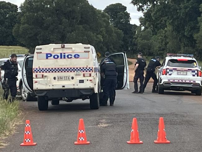 Police have locked down Schellbachs Road in Kingaroy after reports of shots fired.