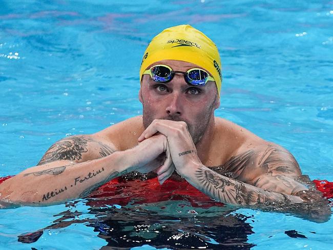 Kyle Chalmers of Team Australia competes during the men's 4x100m medley relay heats of swimming at the Paris 2024 Olympic Games in Paris, France, on Aug. 3, 2024. (Photo by Du Yu/Xinhua via Getty Images)