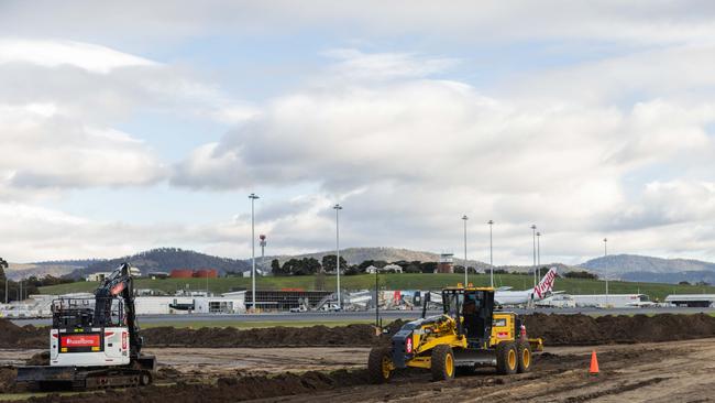 Work underway at Hobart Airport runway upgrade. Picture Supplied