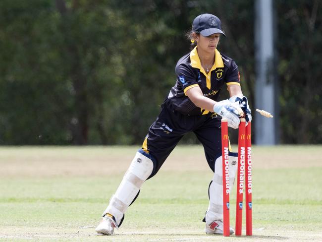 Wicketkeeper Keerti Vatul breaks the stumps. Picture: Moments with Jazz Photography