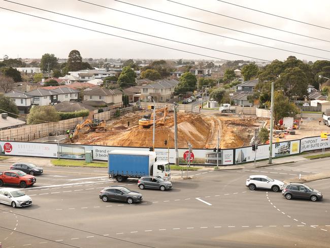 A housing high rise in Highett is being built on top of the $35bn Suburban Rail Loop. The planning shemozzle threatens to derail the development. Picture: David Caird