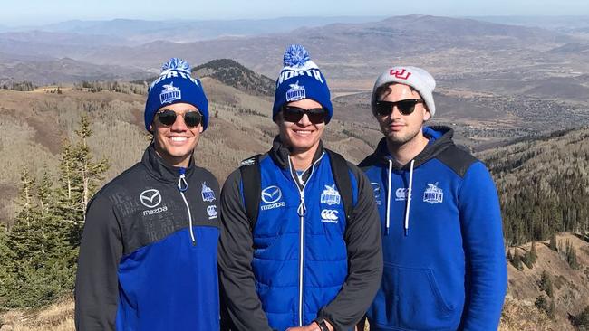 Young Roos Jy Simpkin, Jed Anderson and Paul Ahern take in the sights in the USA.