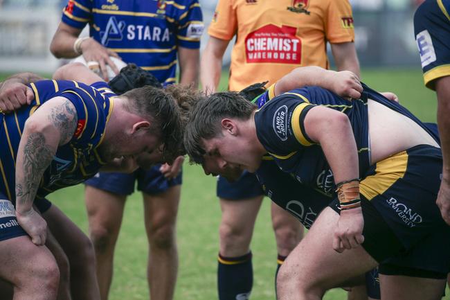 Bond and Easts butt horns earlier this season. Picture: Glenn Campbell