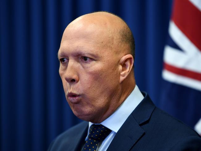 BRISBANE, AUSTRALIA - NewsWire Photos - SEPTEMBER 24, 2020.Home Affairs Minister Peter Dutton speaks during a press conference at the Commonwealth offices in Brisbane. Picture: NCA NewsWire / Dan Peled