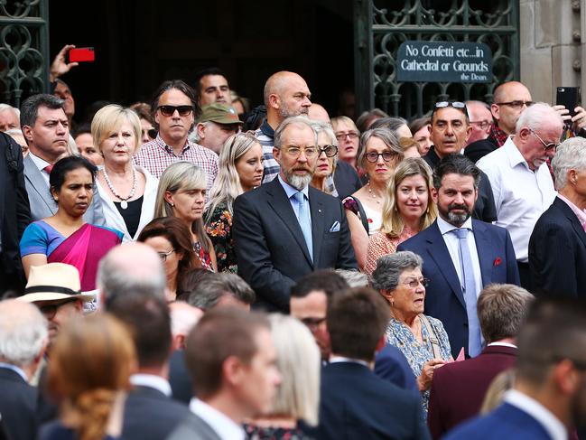 Mourners pour out of St Patrick's Cathedral after the service. Picture: Michael Dodge/Getty