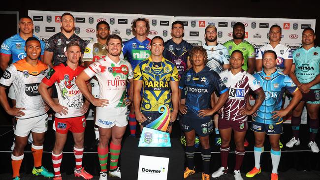 Players at the 2017 Auckland Nines launch. Picture: Brett Costello